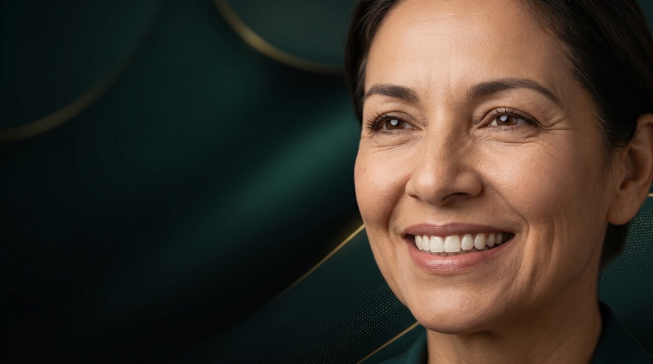 Paciente sorrindo após tratamento de implante dentário na ID Wellness Dental em Newark, NJ
